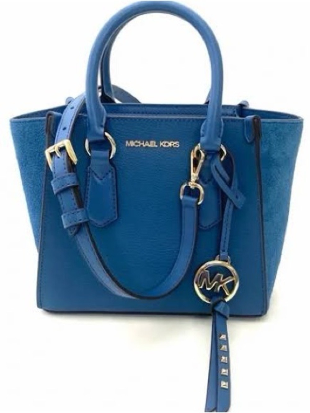 Michael Kors Small Satchel Crossbody Dark Chambray Leather Suede